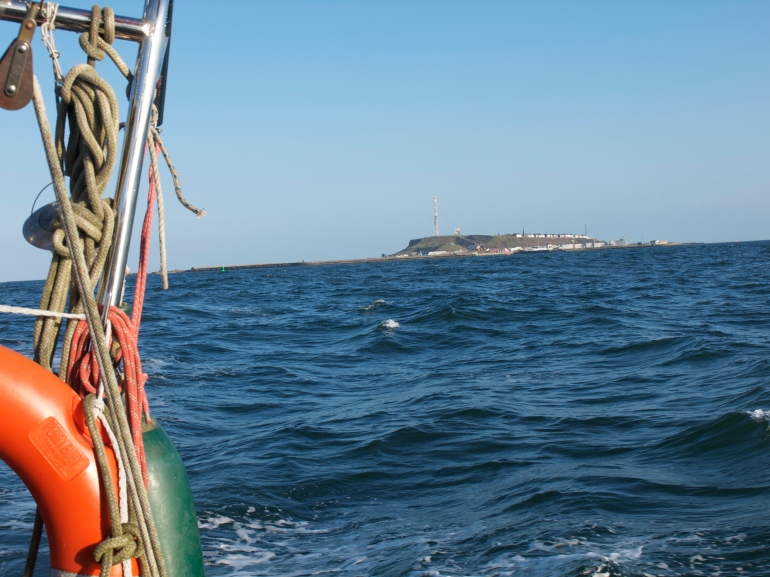 Leaving Helgoland in a big uncomfortable swell.