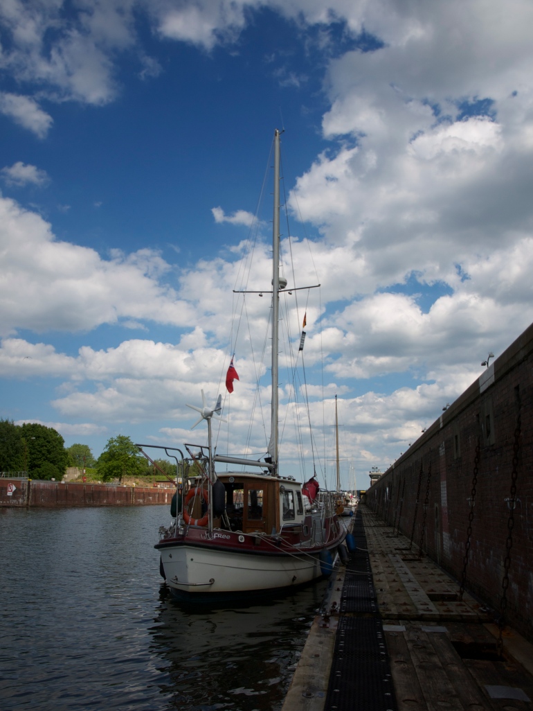 The Baltic Sea lies on the other side of the lock at Holtenau, the end of the Kiel Canal.